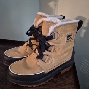 Sorel Camel and Black Waterproof Boots